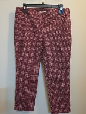 LOFT Pink & Black Slim Crop Printed Pants (Yy31)